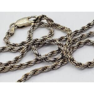 Vintage 925 Sterling Silver Rope Chain Necklace Made in Italy 8.5" Drop Chunky